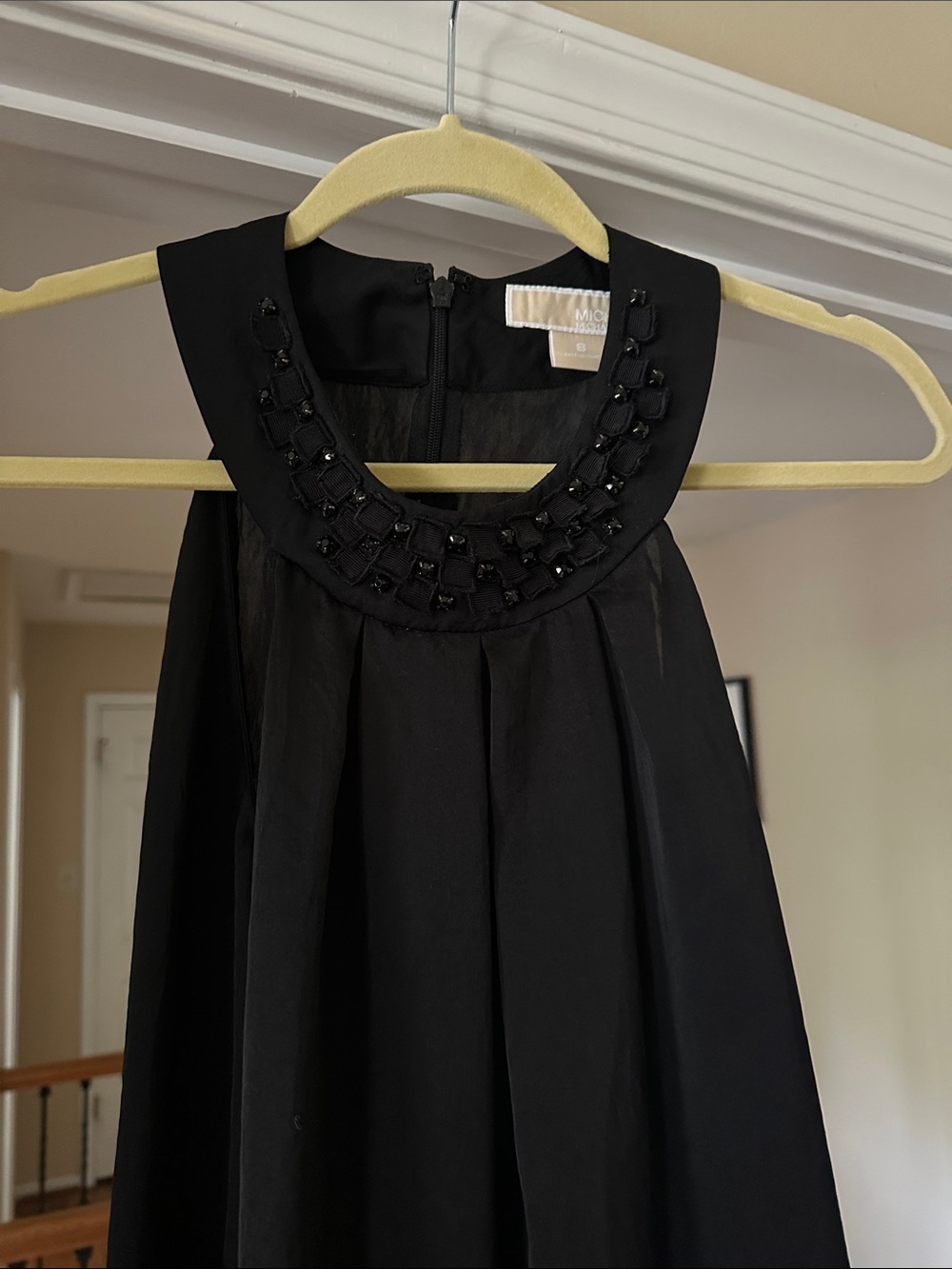Michael Kors Black Beaded Collar sleeveless top